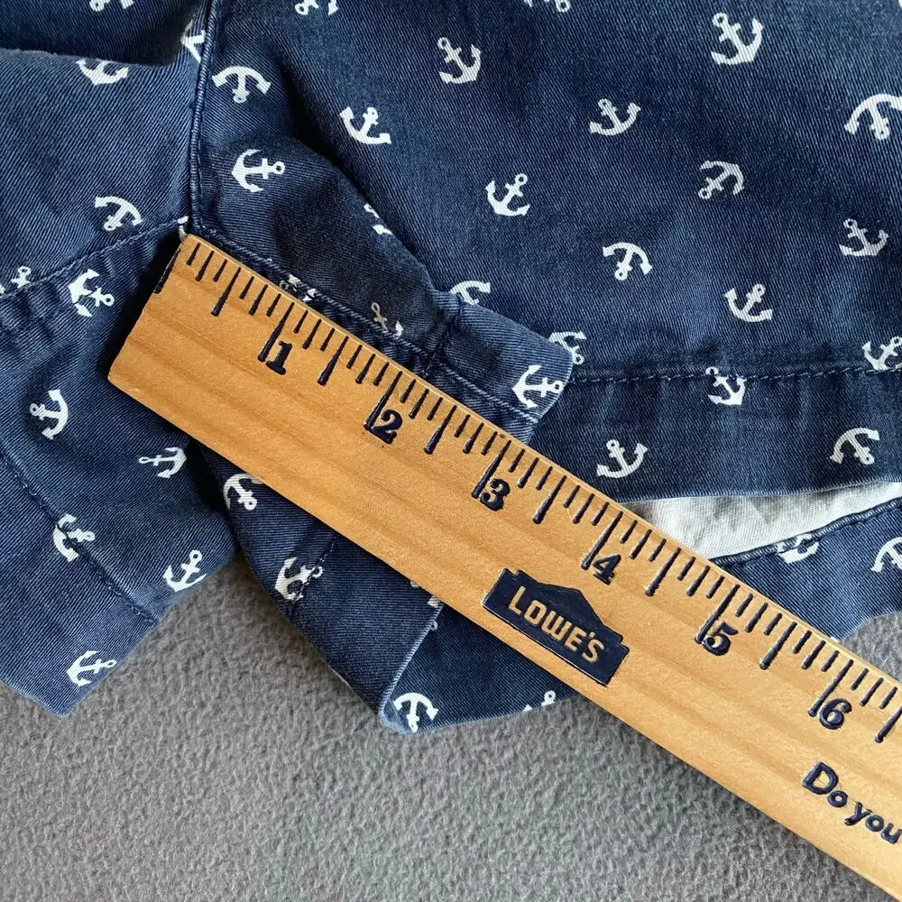 Hinge Chino Shorts All Over Anchor Novelty Print‎ Womens 8 Preppy Blue White